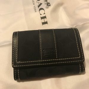 Black Coach Signature Canvas Folding Wallet